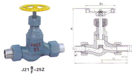 外螺紋氨用截止閥J21B結(jié)構(gòu)圖紙